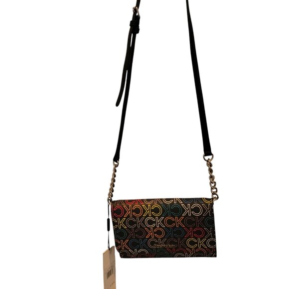 CALVIN KLEIN Multicolored Logo Crossbody Chain Wallet MSRP $138 - Picture 7 of 16
